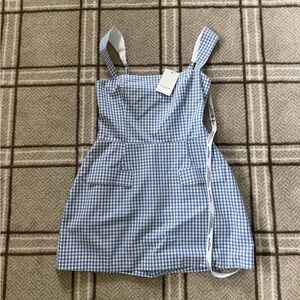 Amanda Uprichard Blue Gingham Sundress with Pockets